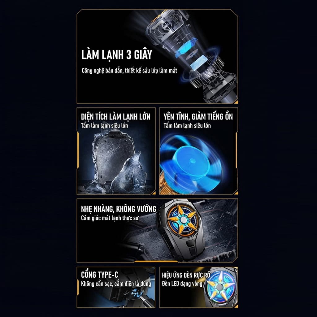 Quạt tản nhiệt điện thoại sò lạnh SL09 giá rẻ giảm nhiệt nhanh hỗ trợ tăng FPS Gaming Liên Quân PUBG FF - 3