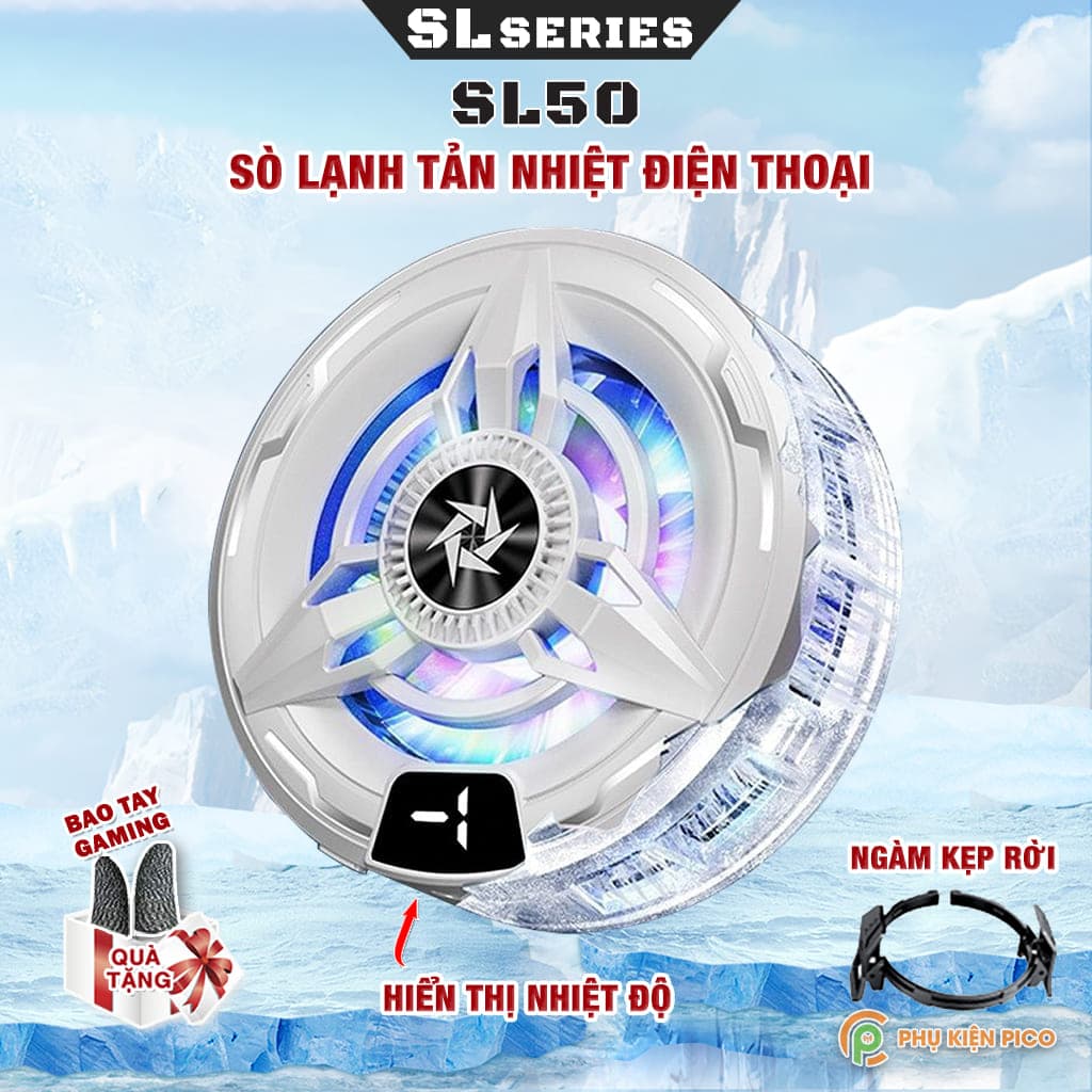 Quạt tản nhiệt điện thoại sò lạnh từ tính SL50 có ngàm kẹp rời hiển thị nhiệt độ giá rẻ giảm nhiệt nhanh hỗ trợ tăng FPS Gaming - 2
