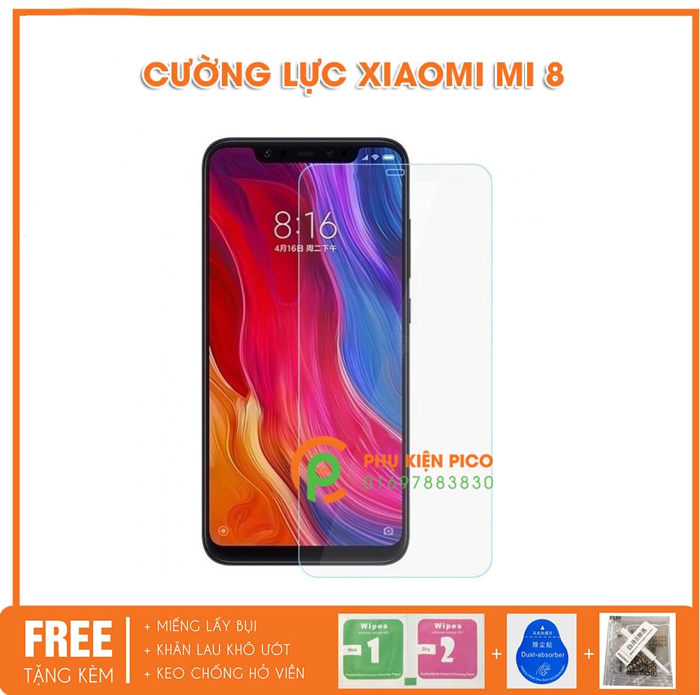 Kính cường lực Xiaomi Mi 8 bản mới chống lọt bụi bảo vệ camera trước
