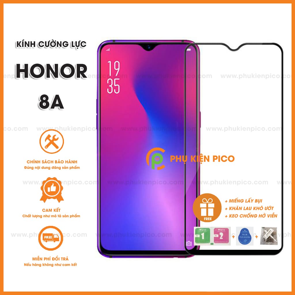 Kính cường lực Huawei Honor 8A full viền độ cứng 9H