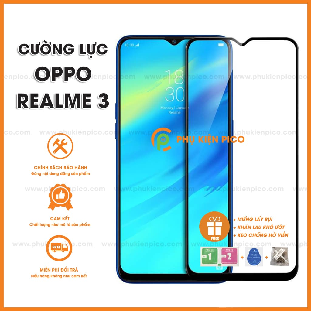 Miếng dán kính cường lực Oppo Realme 3 full viền