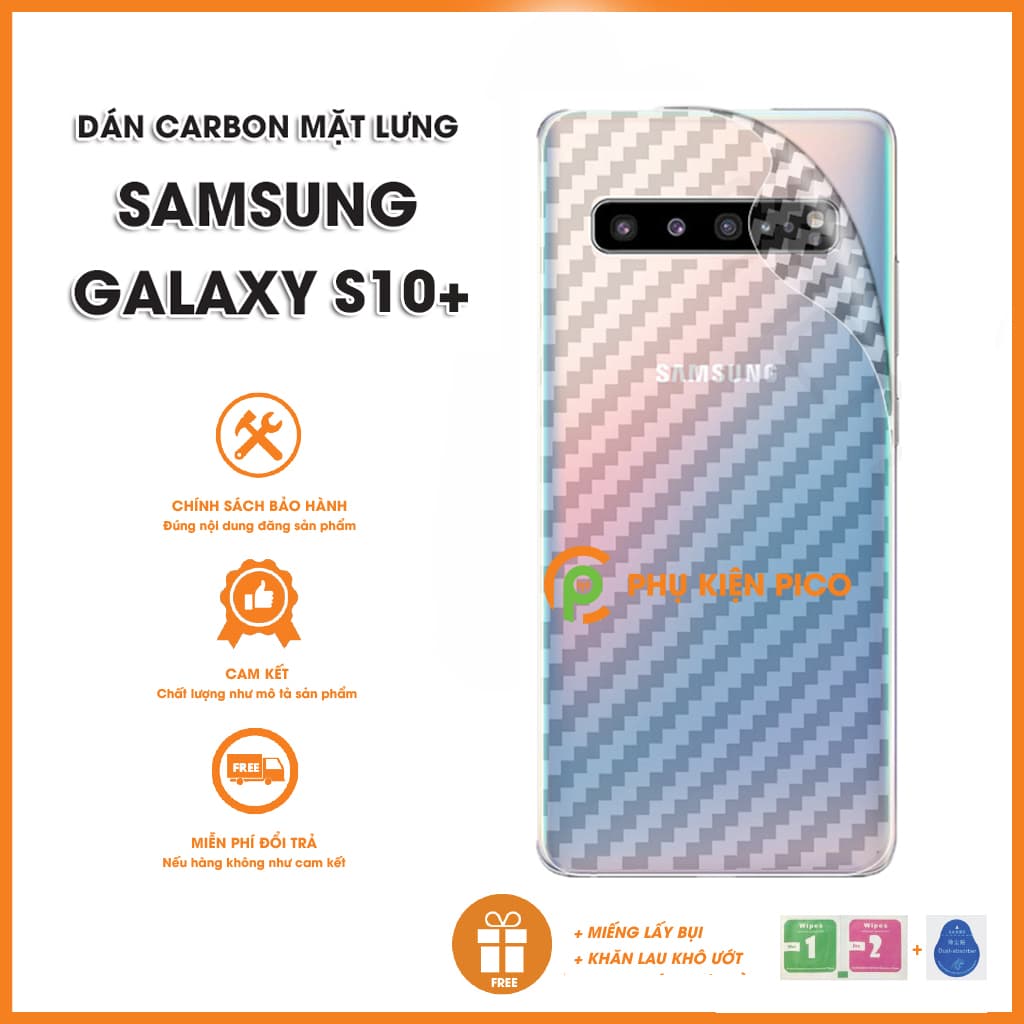 Dán Mặt Sau Lưng Carbon 3D Samsung Galaxy S10 Plus