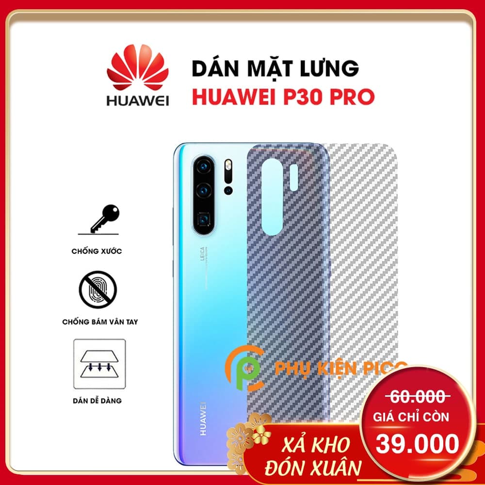 Dán lưng Huawei P30 Pro full mặt lưng vân Carbon 3D