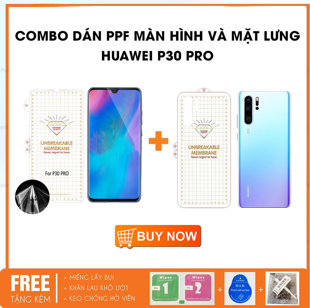 Combo miếng dán màn hình và mặt lưng Huawei P30 Pro