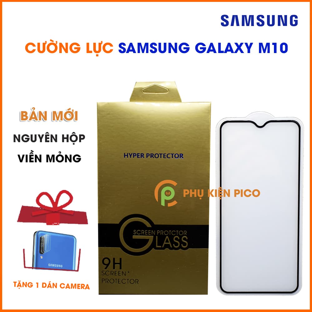 Kính cường lực Samsung Galaxy M10 bản mới viền mỏng nguyên hộp