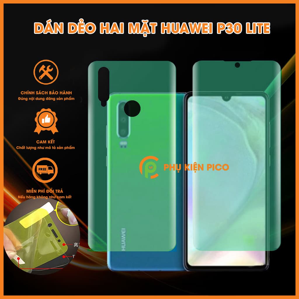 Miếng dán dẻo 2 mặt màn hình và lưng điện thoại Huawei P30 Lite