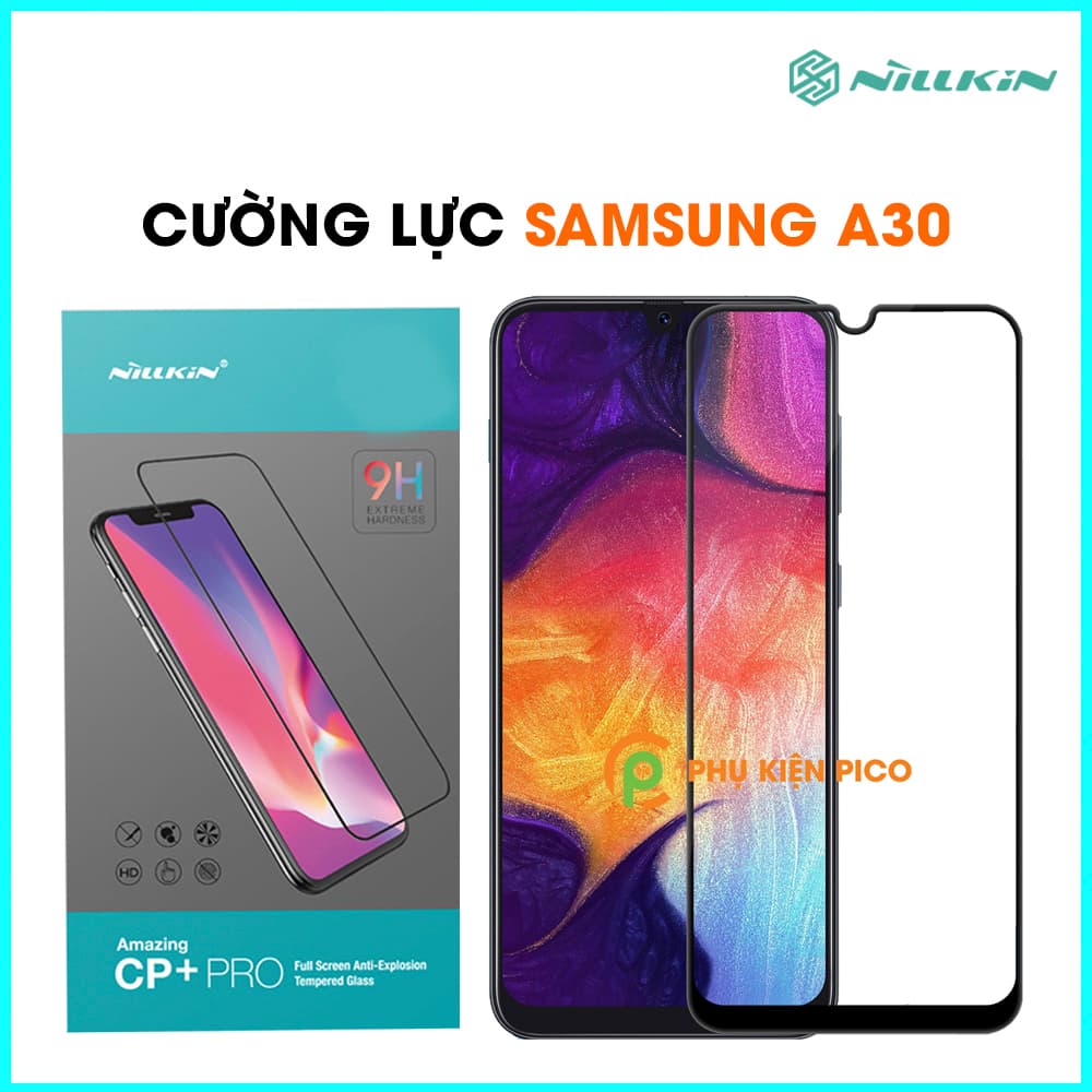 Cường lực Samsung Galaxy A30 full viền đen Nillkin Amazing CP+ Pro hàng nguyên tem