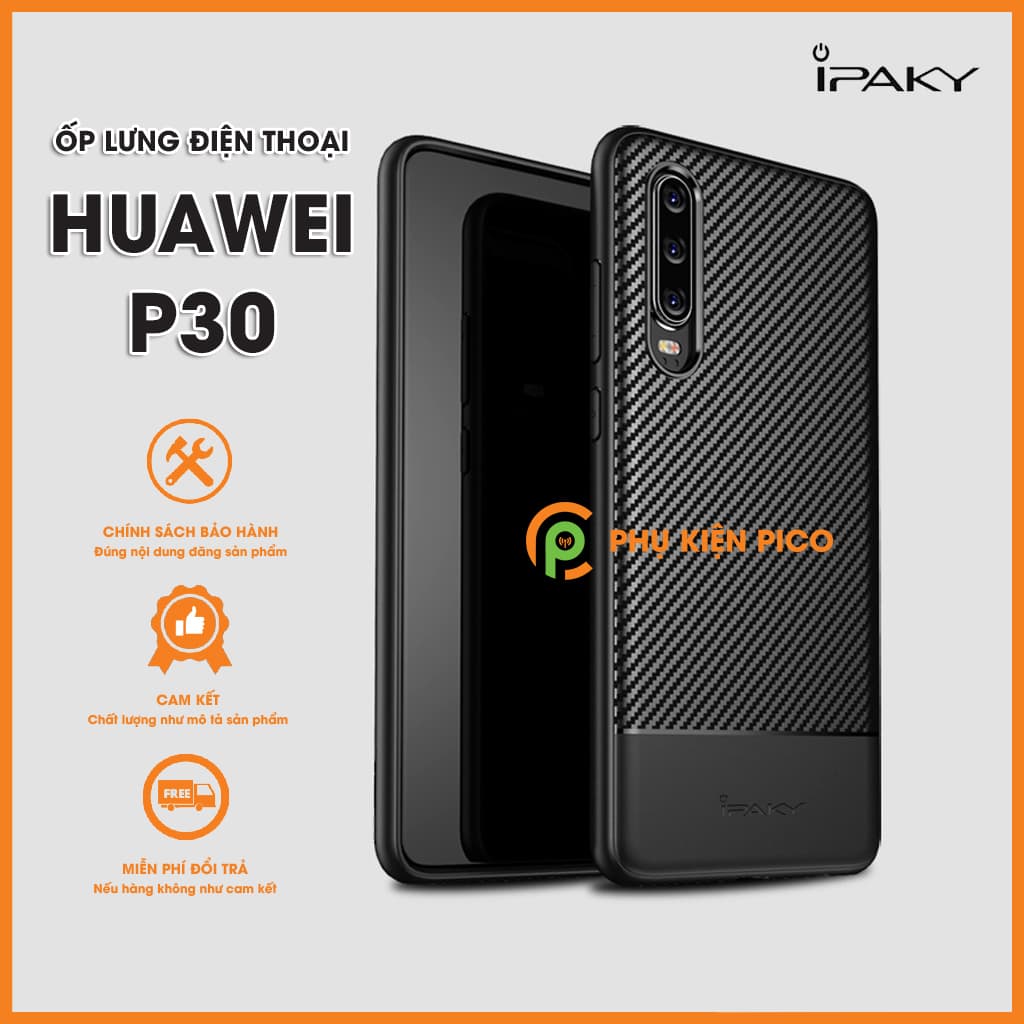 Ốp lưng Huawei P30 vân cacbon chính hãng Ipaky