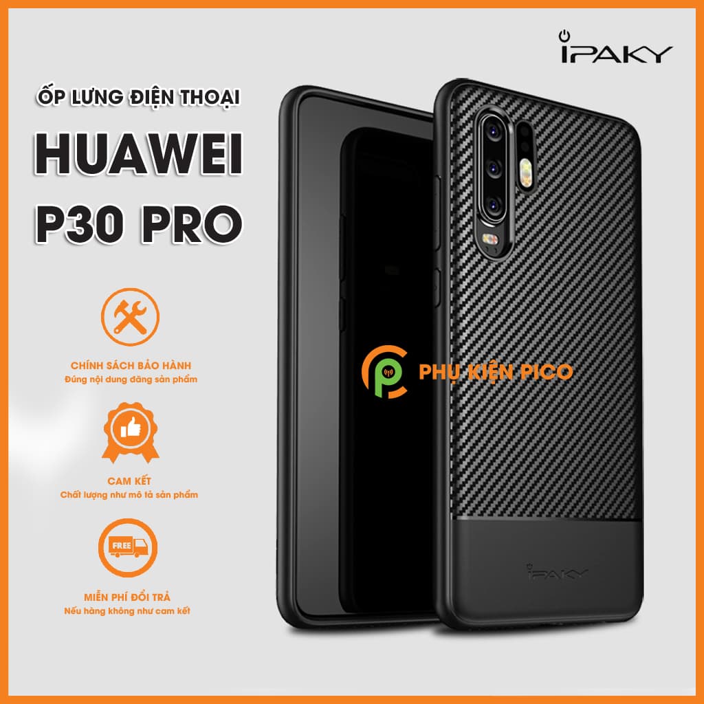Ốp lưng Huawei P30 Pro vân cacbon chính hãng Ipaky
