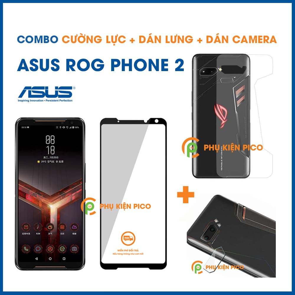 Kính cường lực và dán lưng và dán camera Asus Rog Phone 2
