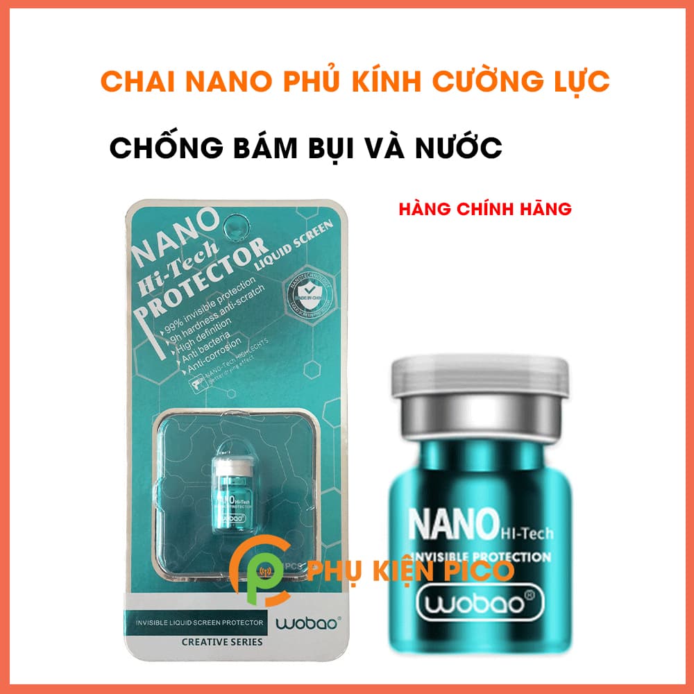 Chai Nano phủ kính cường lực điện thoại, máy tính bảng, kính ô tô chống bám bụi bám nước chính hãng Wobao