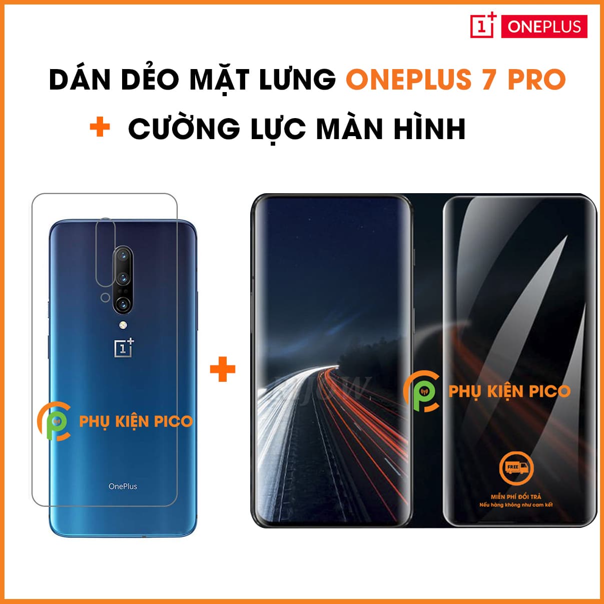 Dán mặt lưng và Cường lực Oneplus 7 Pro UV LIQUID siêu cứng 9H combo