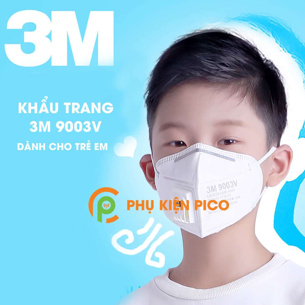 Khẩu trang 3M 9003V dành cho trẻ em chống bụi siêu mịn PM2.5 kháng khuẩn bảo vệ sức khỏe