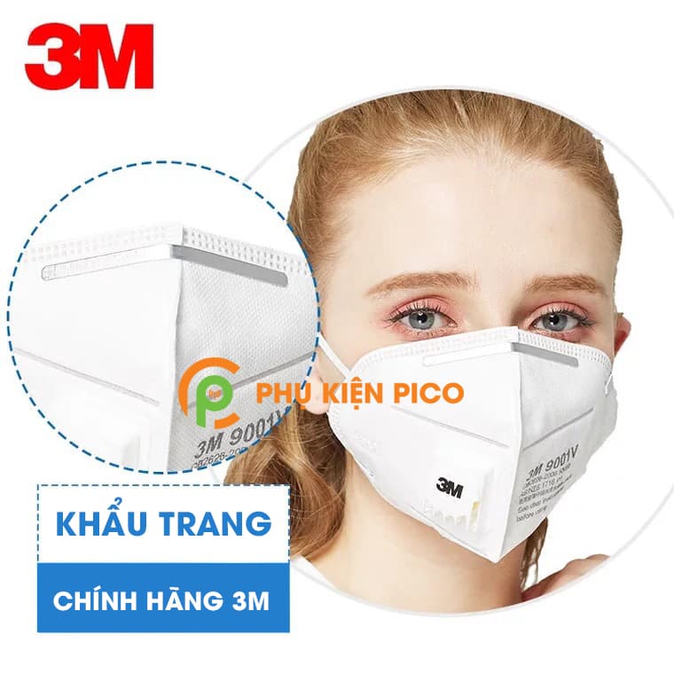 Khẩu trang 3M 9001V chống bụi siêu mịn PM2.5 kháng khuẩn bảo vệ sức khỏe