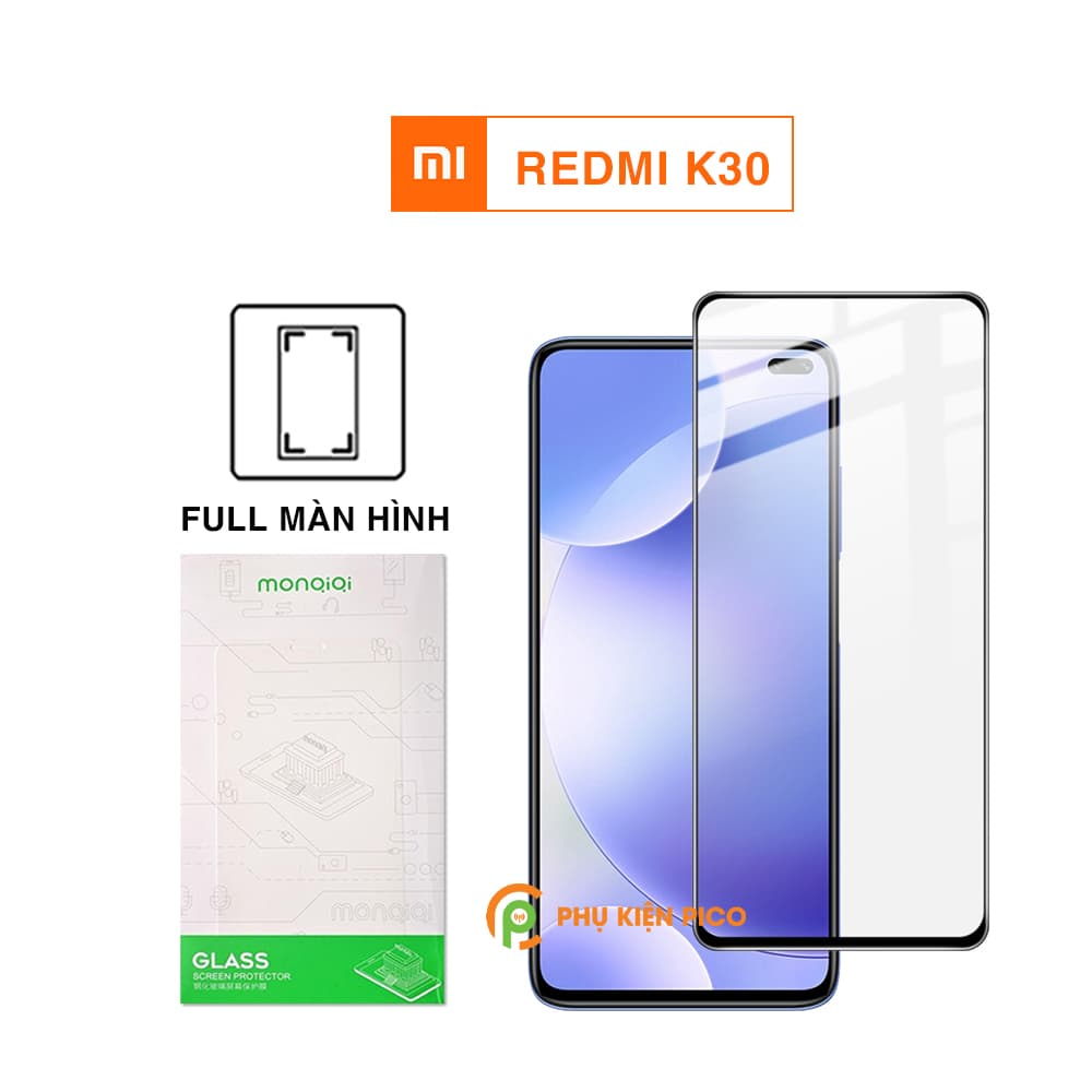 Kính cường lực Redmi K30 full màn hình viền đen siêu mỏng Monqiqi