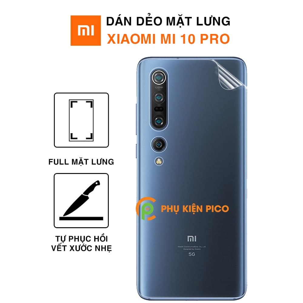 Dán lưng Xiaomi Mi 10 Pro cao cấp PPF dẻo trong suốt