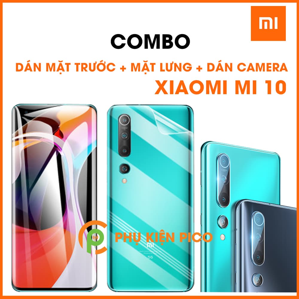 Dán lưng và Dán màn hình Xiaomi Mi 10 PPF cao cấp và Dán camera Xiaomi Mi 10 combo3