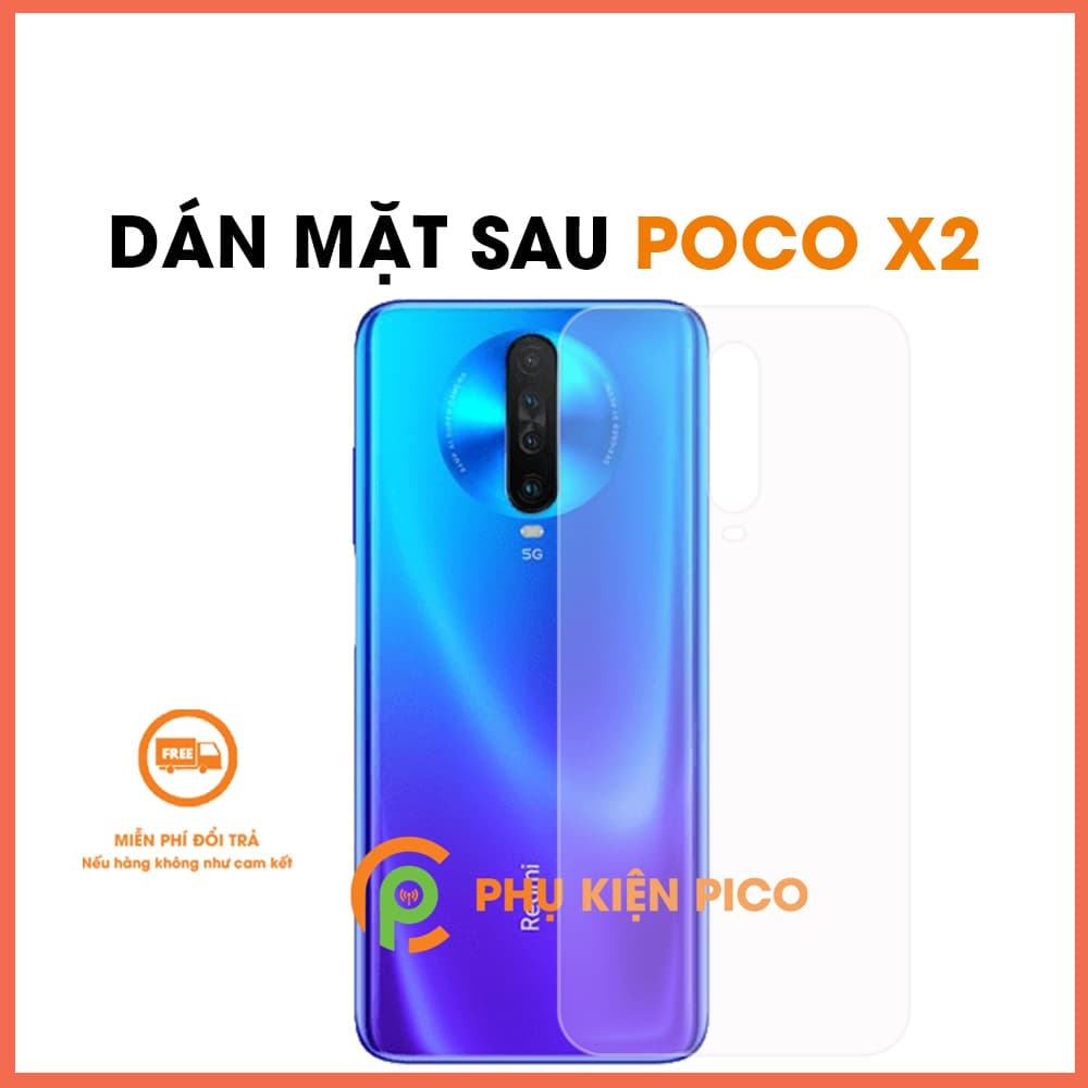 Dán mặt lưng Xiaomi Poco X2 cao cấp PPF dẻo trong suốt