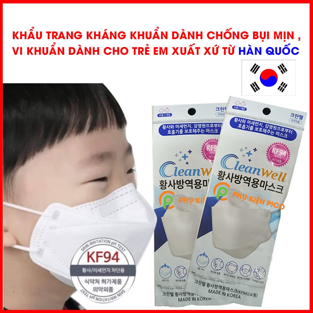 Khẩu trang kháng khuẩn chống bụi mịn KF94 trẻ em Mã 6