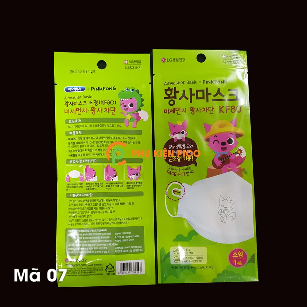 Khẩu trang kháng khuẩn chống bụi mịn Pink Fong KF80 trẻ em Mã 7