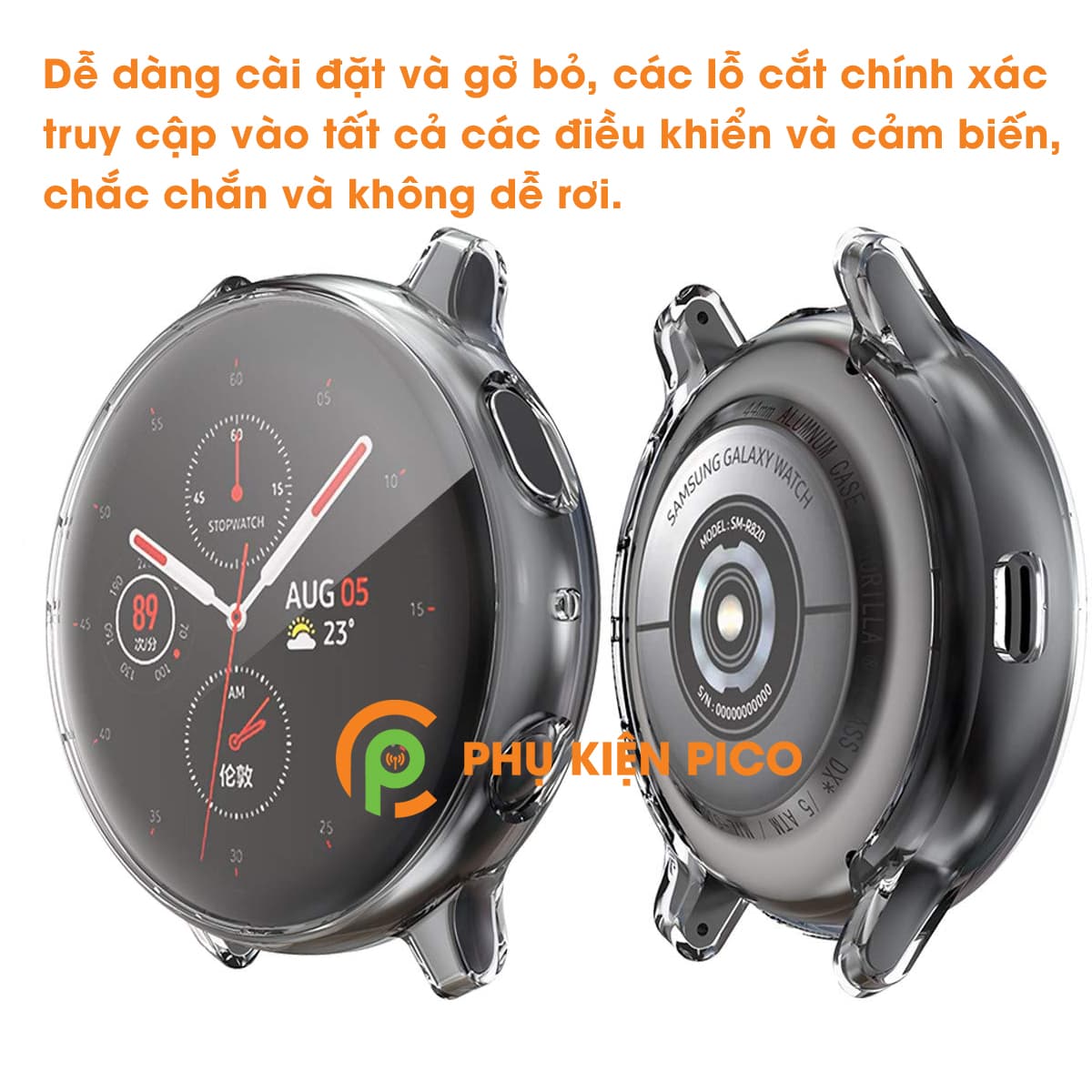 Ốp bảo vệ Samsung Watch Active 2 44mm màu đen bảo vệ đồng hồ chống xước - 4