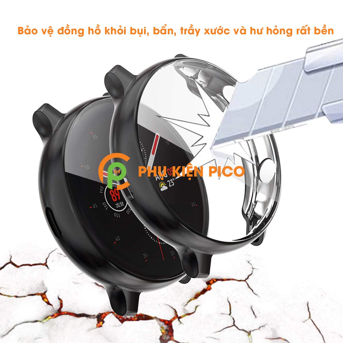 Ốp bảo vệ Samsung Watch Active 2 44mm màu đen bảo vệ đồng hồ chống xước - 5