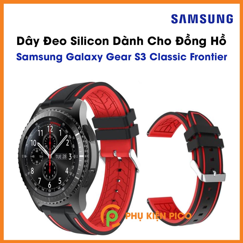 Dây silicon đồng hồ Samsung Galaxy Gear S3 Classic Frontier bản 22mm màu đen đỏ