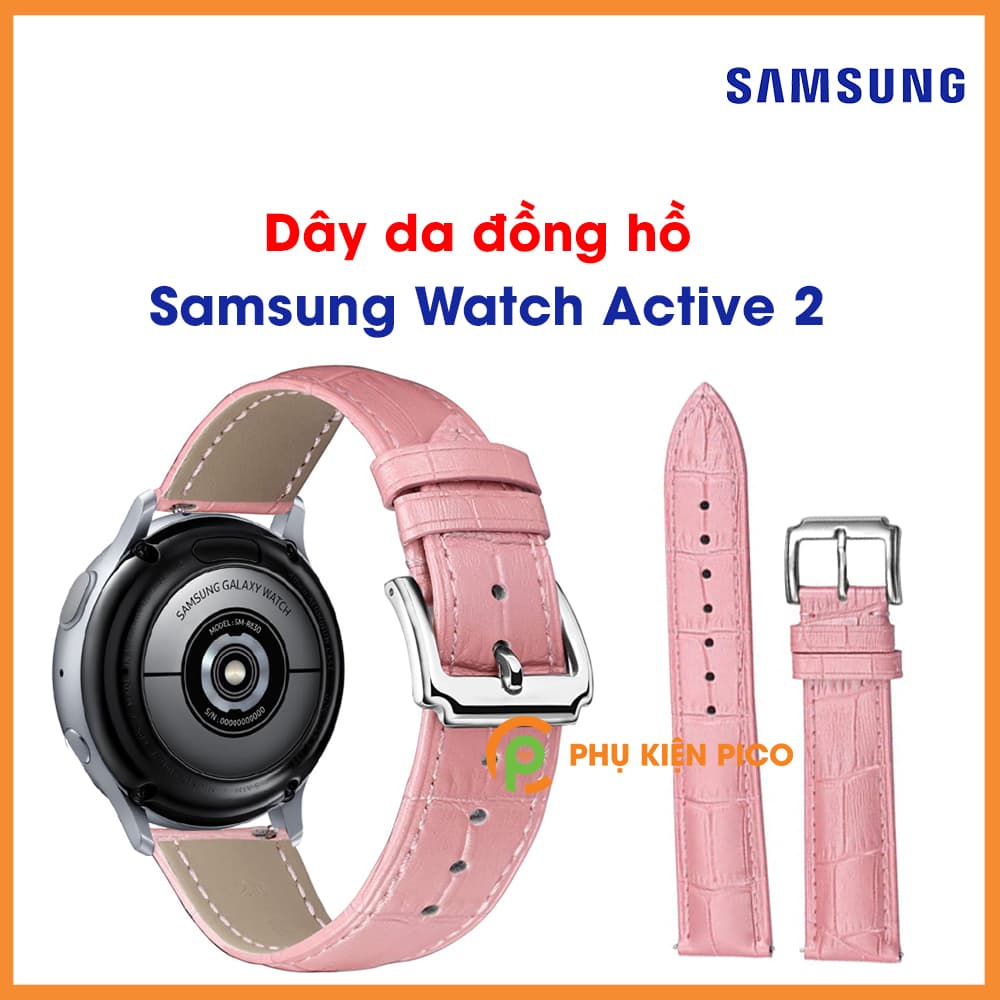 Dây da đồng hồ Samsung Galaxy Watch Active 2 bản 20mm màu hồng
