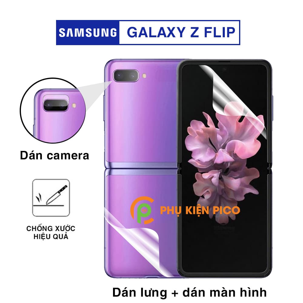 Dán màn hình Samsung Galaxy Z Flip và dán lưng Samsung Z Flip PPF cao cấp và Dán camera Z Flip - Combo3