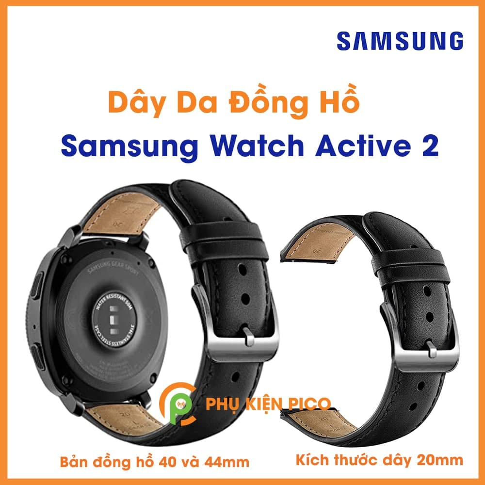 Dây da đồng hồ Samsung Watch Active 2 bản 40/44mm dây 20mm vân trơn