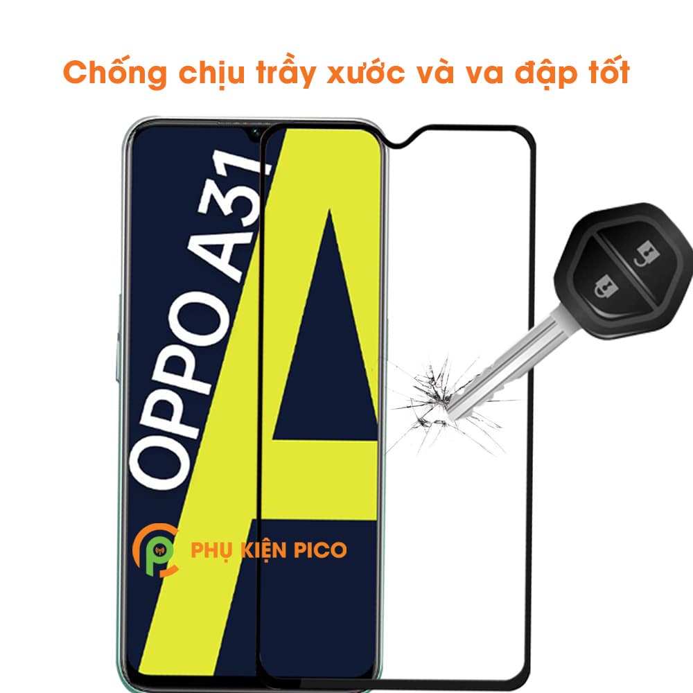 Kính cường lực Oppo A31 viền đen siêu mỏng độ cứng 9H - 6