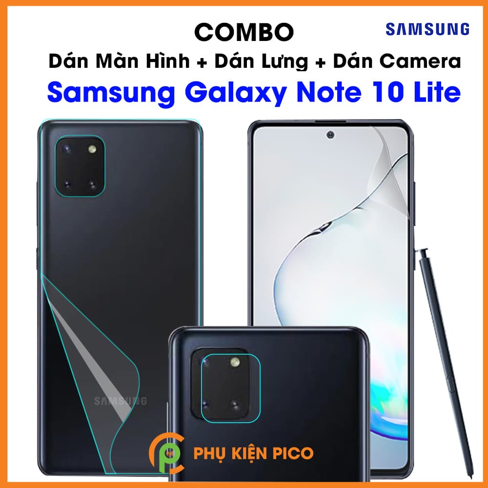 Dán màn hình dán lưng và dán camera Samsung Galaxy Note 10 Lite - combo3
