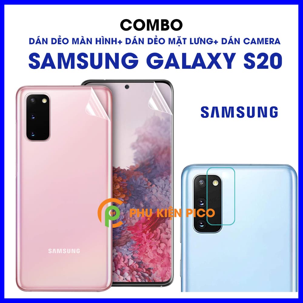 Dán màn hình, dán lưng và dán camera Samsung Galaxy S20 trong suốt - combo3