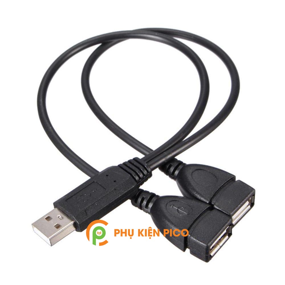 Dây cáp chia cổng USB 2.0 từ 1 đầu đực sang 2 đầu cái cho laptop điện thoại - 3