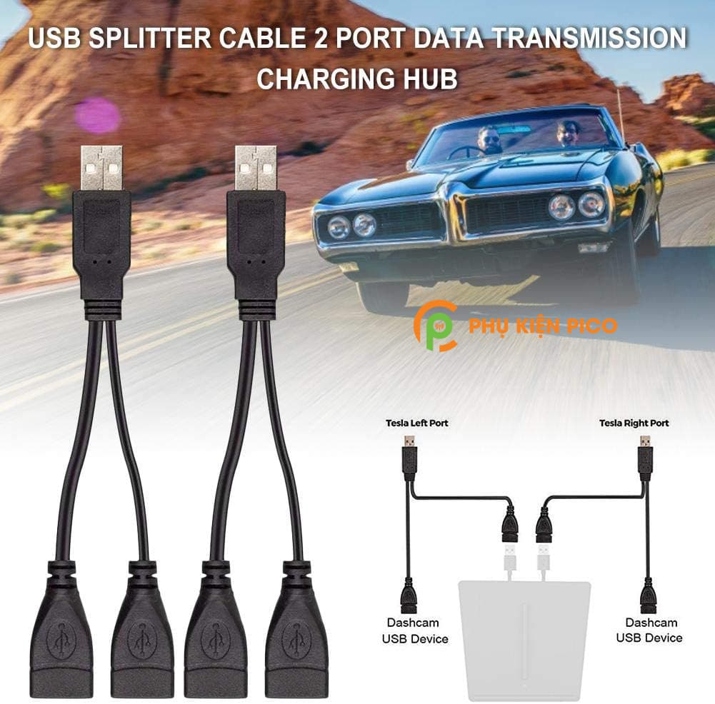 Dây cáp chia cổng USB 2.0 từ 1 đầu đực sang 2 đầu cái cho laptop điện thoại - 6