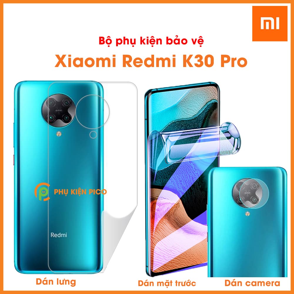 Dán màn hình Redmi k30 Pro Moxiao Xing và dán lưng Xiaomi Redmi K30 Pro dẻo trong suốt và dán camera Redmi K30 Pro - combo3