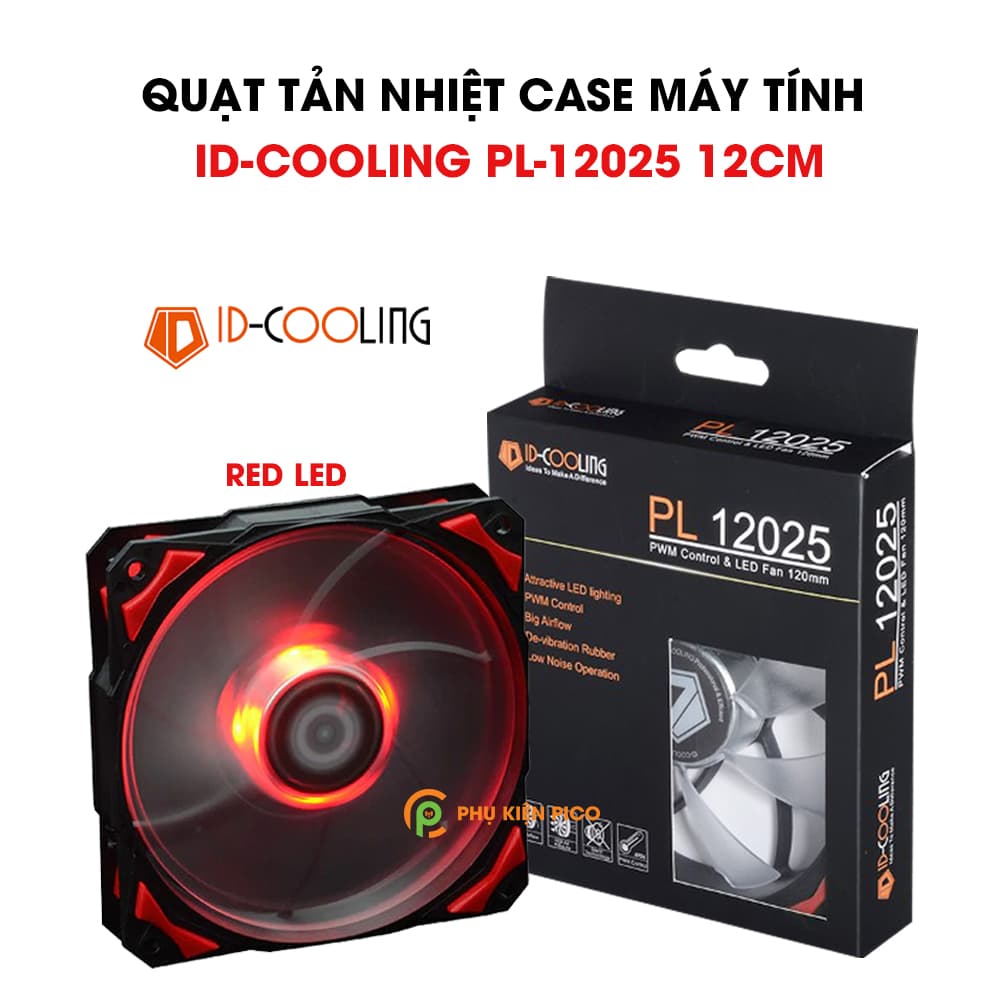 Quạt tản nhiệt case máy tính chính hãng ID-COOLING PL-12025 Quạt Fan Case 12cm 11 cánh