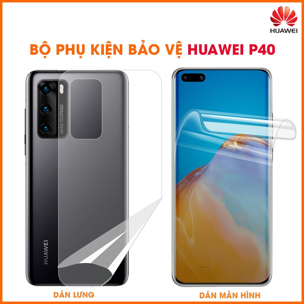 Dán màn hình Huawei P40 và Dán lưng Huawei P40 PPF cao cấp dẻo trong suốt - combo2