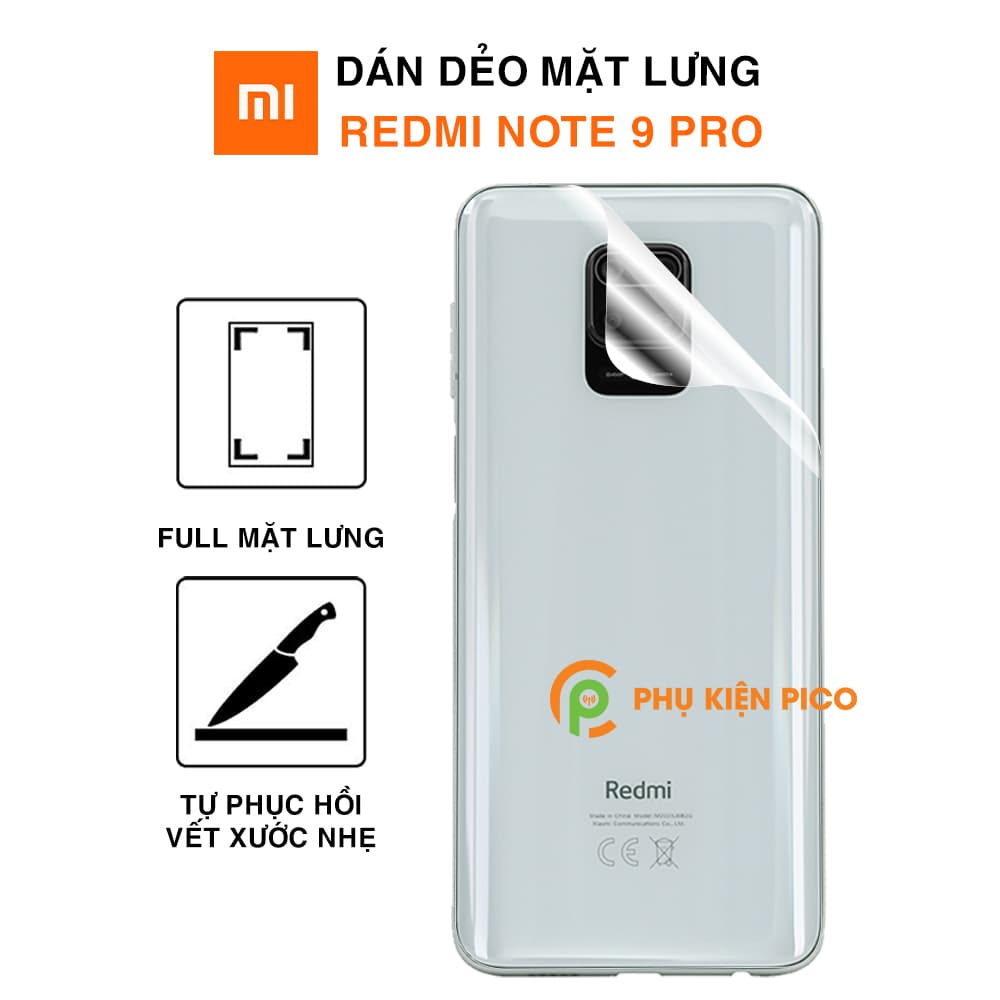 Dán lưng Xiaomi Redmi Note 9 Pro PPF cao cấp dẻo trong suốt