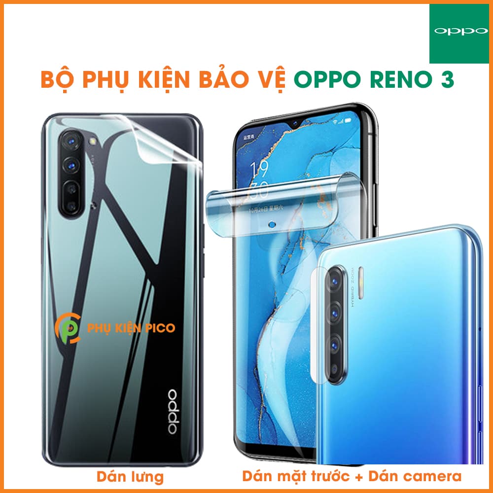 Dán màn hình Oppo Reno 3 và dán lưng Reno 3 PPF cao cấp dẻo trong suốt và dán camera Reno 3 – Combo3