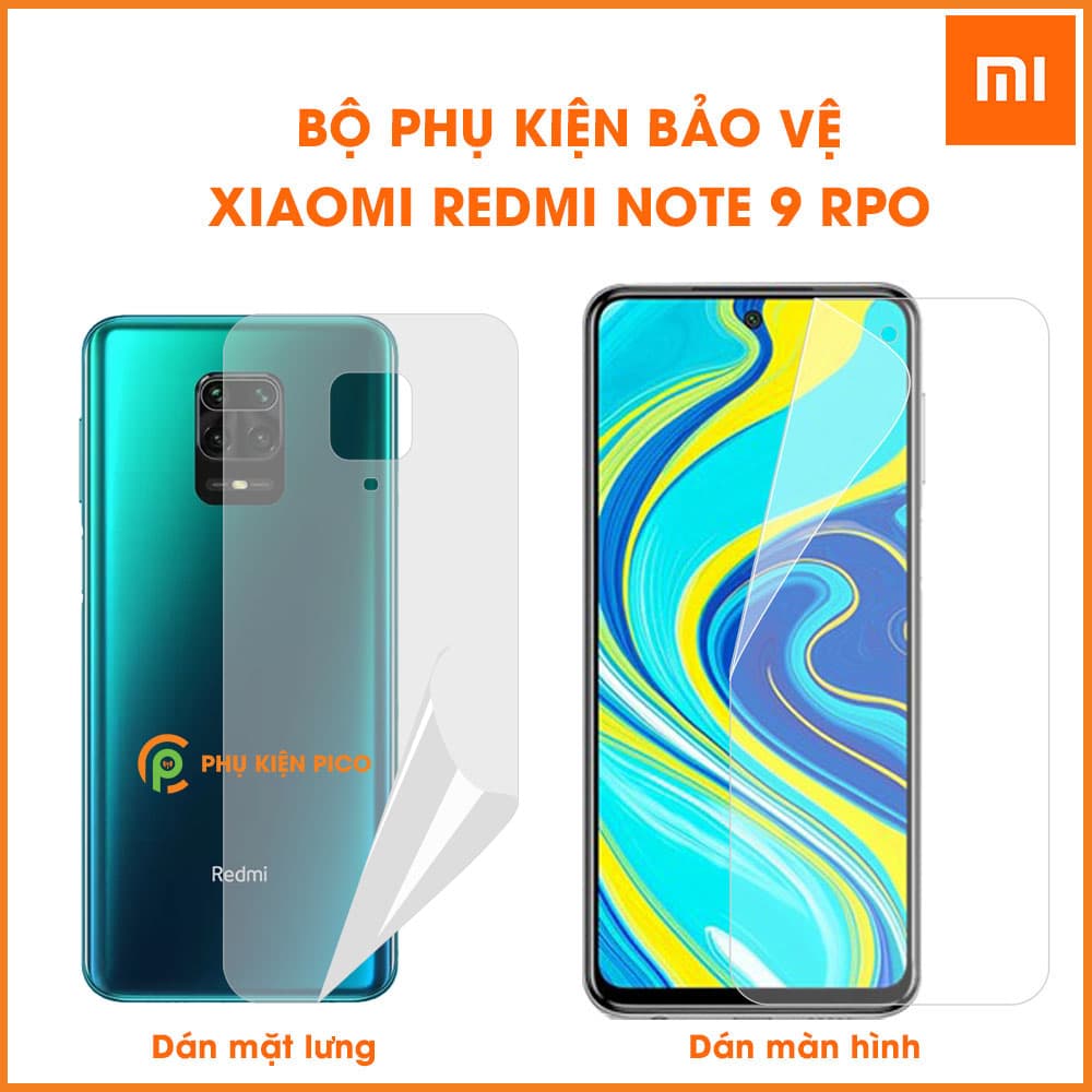 Dán màn hình Xiaomi Redmi Note 9 Pro và dán mặt lưng Xiaomi Redmi Note 9 pro - Combo2