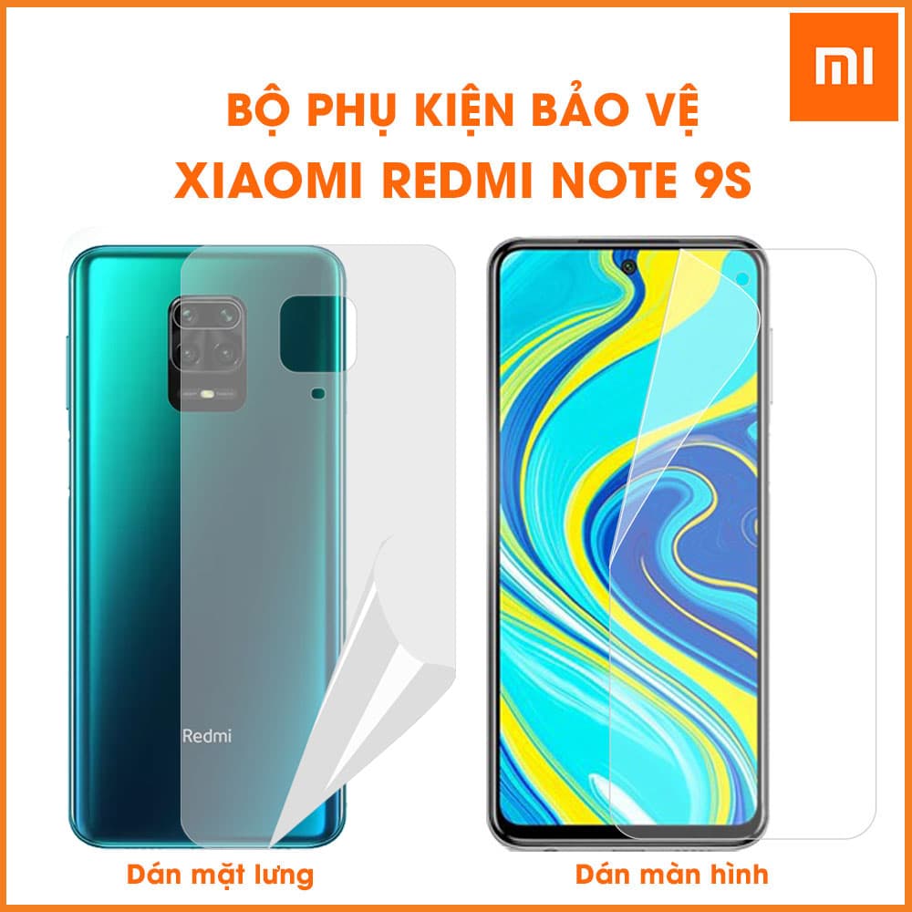 Dán màn hình Xiaomi Redmi Note 9s và dán mặt lưng Redmi Note 9s PPF cao cấp dẻo trong suốt - Combo2