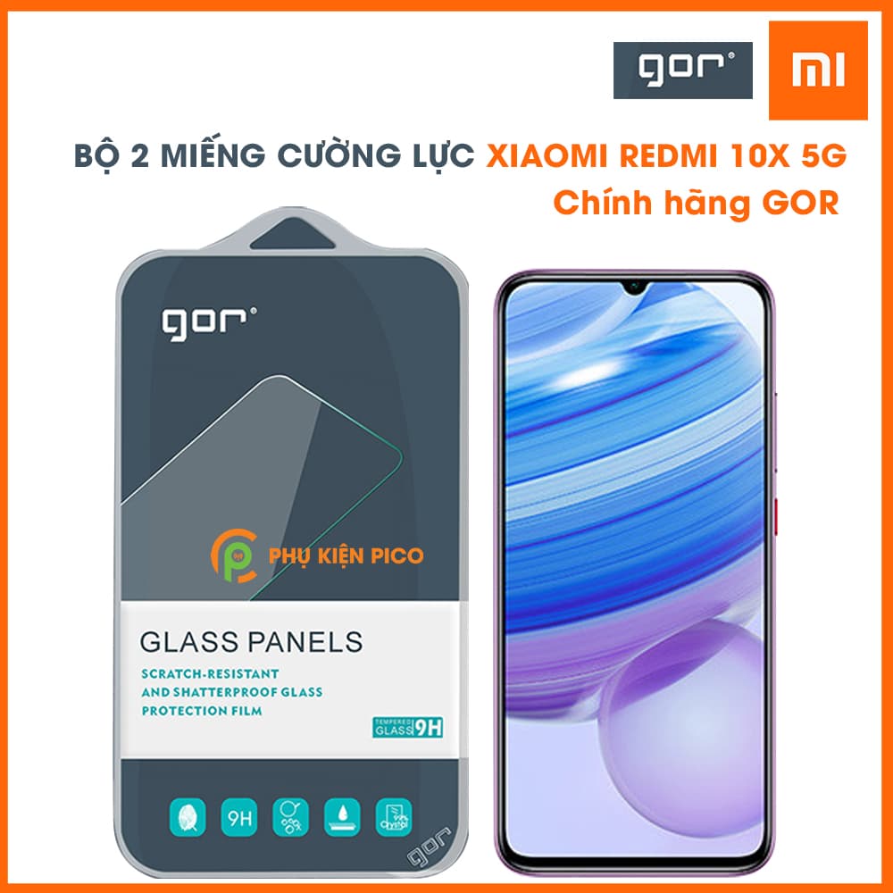Kính cường lực Xiaomi Redmi 10X 5G chính hãng Gor full màn hình bộ 2 cái