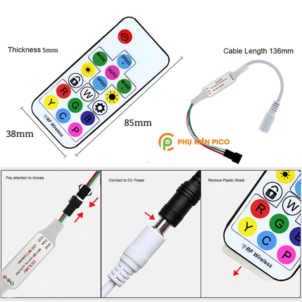 Bộ điều khiển đèn 5v ARGB 3 Pin không dây (RGB Led Controller) chỉnh màu cho quạt Addressable RGB - 3
