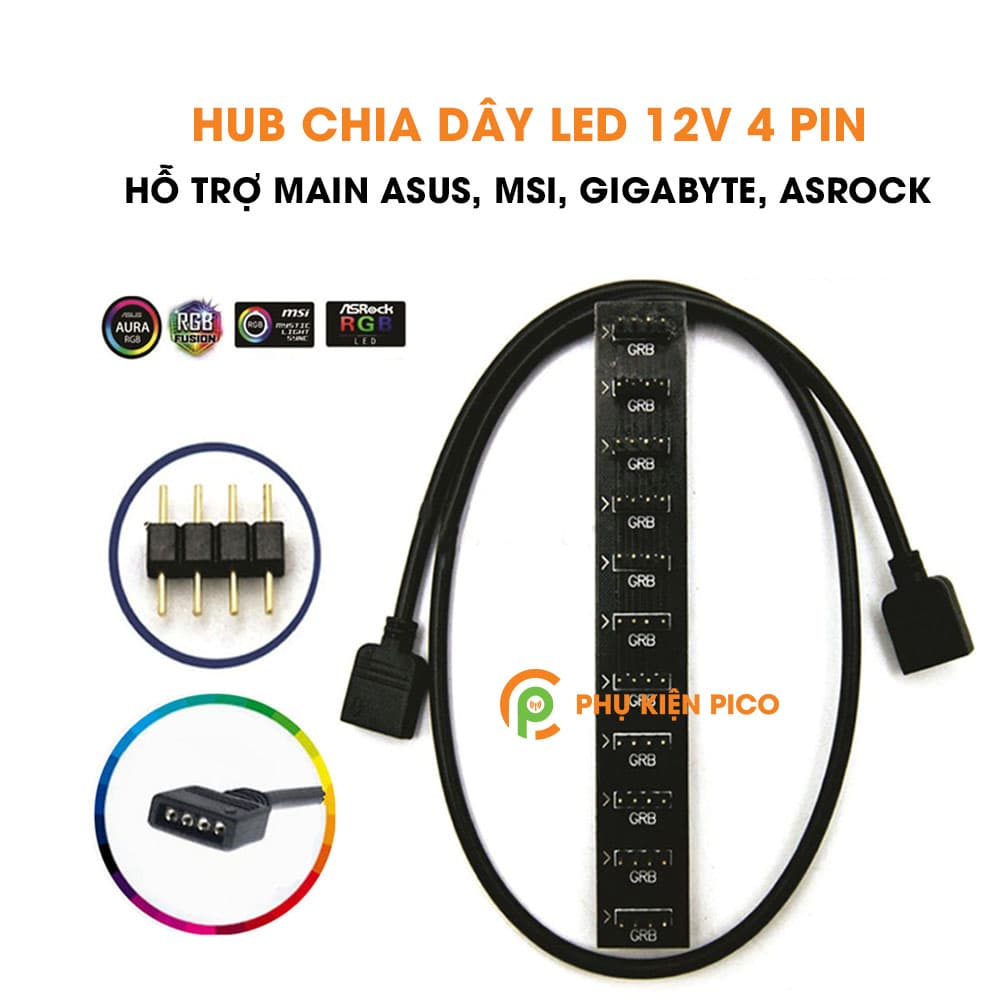 HUB chia LED 12v RGB 4 Pin hỗ trợ Main ASUS, MSI, GIGABYTE, ASROCK