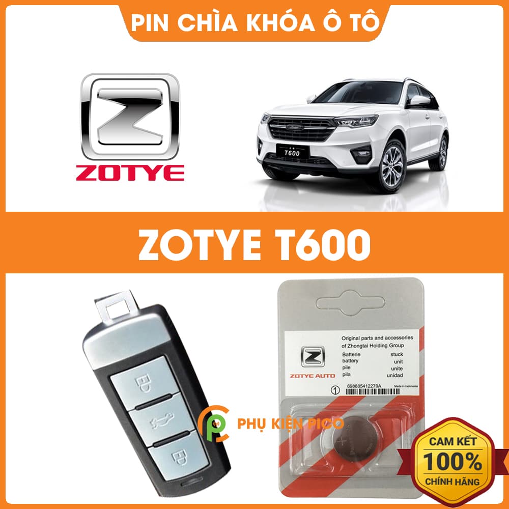Pin chìa khóa ô tô Zotye T600 chính hãng Zotye sản xuất tại Indonesia 3V Panasonic