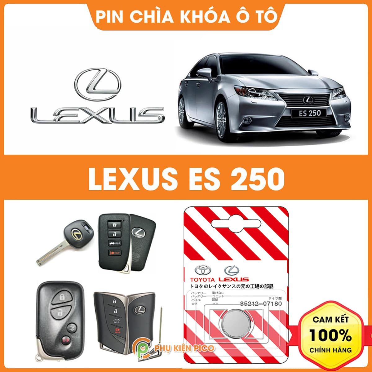 Pin chìa khóa ô tô Lexus ES 250 chính hãng Lexus sản xuất tại Indonesia 3V Panasonic