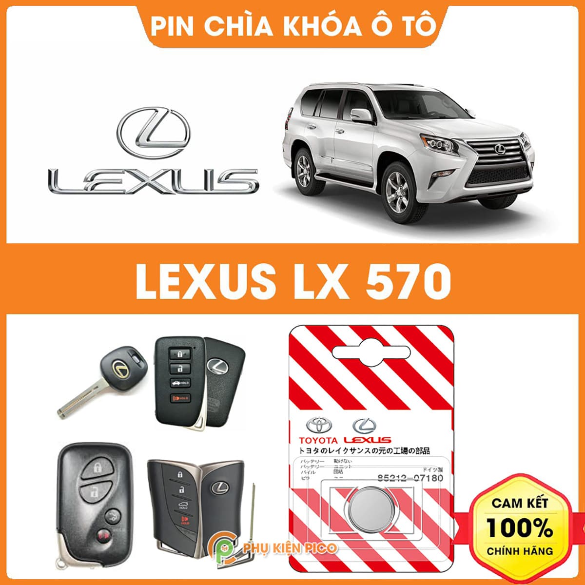 Pin chìa khóa ô tô Lexus LX 570 chính hãng Lexus sản xuất tại Indonesia 3V Panasonic