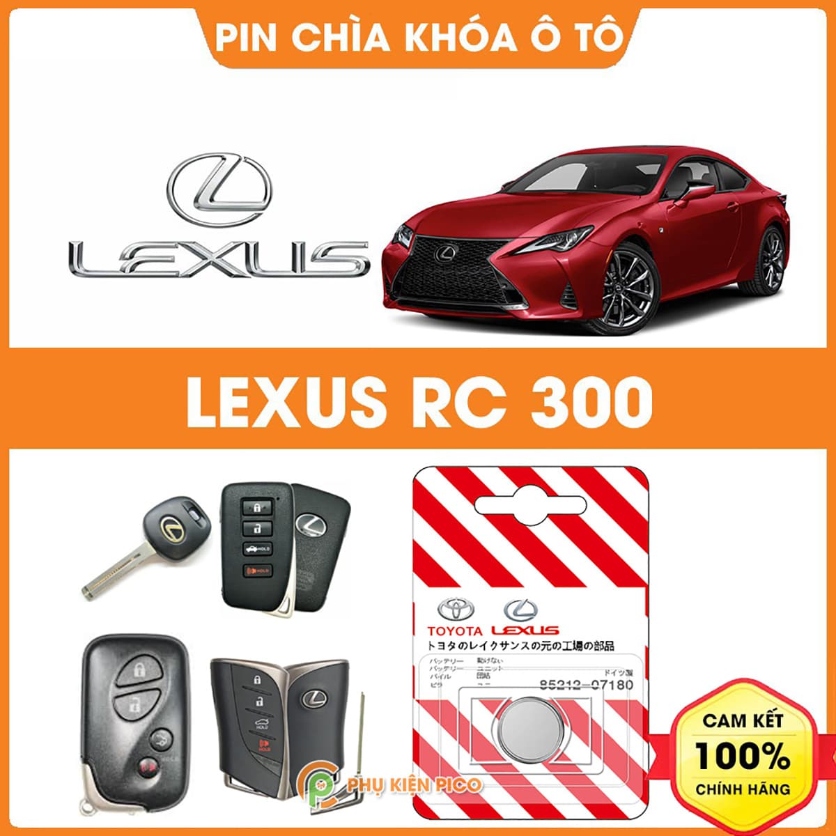 Pin chìa khóa ô tô Lexus RC 300 chính hãng Lexus sản xuất tại Indonesia 3V Panasonic
