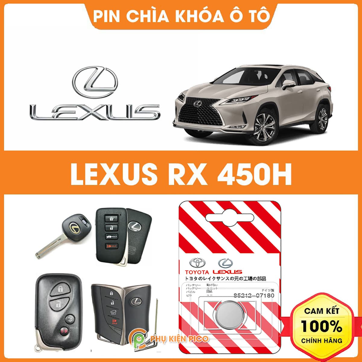 Pin chìa khóa ô tô Lexus RX 450h chính hãng Lexus sản xuất tại Indonesia 3V Panasonic